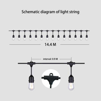 15M Plug Festoon String Lights Kits Globe Outdoor Christmas Party Garden 4