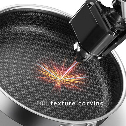 Stainless Steel Frying Pan Non-Stick Cooking Frypan Cookware 28cm Honeycomb Single Sided 3