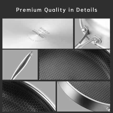Stainless Steel Frying Pan Non-Stick Cooking Frypan Cookware 28cm Honeycomb Single Sided 5