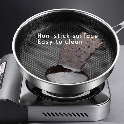 Stainless Steel Frying Pan Non-Stick Cooking Frypan Cookware 28cm Honeycomb Single Sided 6