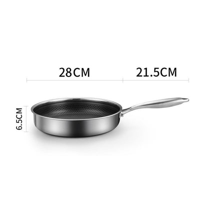 Stainless Steel Frying Pan Non-Stick Cooking Frypan Cookware 28cm Honeycomb Single Sided 10