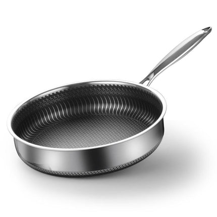 Stainless Steel Frying Pan Non-Stick Cooking Frypan Cookware 32cm Honeycomb Double Sided 11