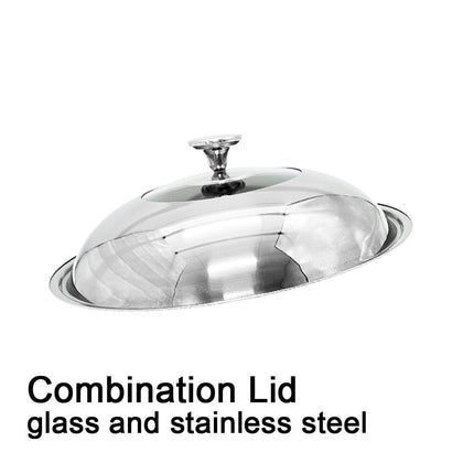 Double Ear 304 Stainless Steel 38cm Non-Stick Stir Fry Cooking Kitchen Wok Pan with Lid Honeycomb Double Sided 6