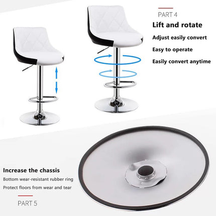 Bar Stools Kitchen Bar Stool Leather Barstools Swivel Gas Lift Counter Chairs x2 BS8403 White 4