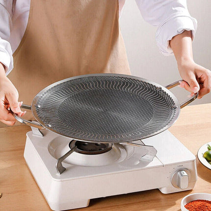 Honeycomb Non-Stick Grill Skewer Plate, 316 Stainless Steel, Portable Barbecue Grill with Handle, Universal Induction Cooktop Compatible, Round Shape, Outdoor Camping BBQ Accessory 2