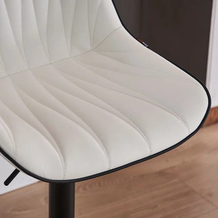 SERENITà White Modern Height Adjustable Swivel Bar Stools Upholstered Leather Barstool Kitchen Island Chairs with Metal Frame (Set of 2) 4