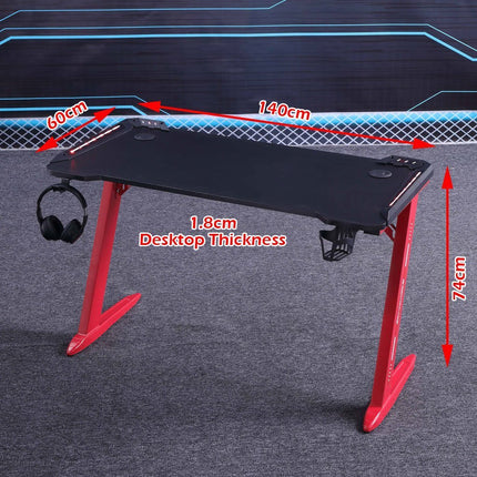 140cm RGB Gaming Desk Desktop PC Computer Desks Desktop Racing Table Office Laptop Home AU 7
