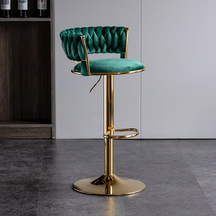 SERENITà Green Velvet Seat Kitchen Breakfast Bar Stools Counter Height Barstools with Back Cushioned Chairs for Home Bar x2 2