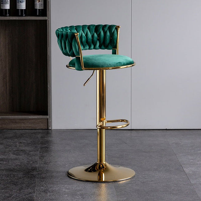 SERENITà Green Velvet Seat Kitchen Breakfast Bar Stools Counter Height Barstools with Back Cushioned Chairs for Home Bar x2 2