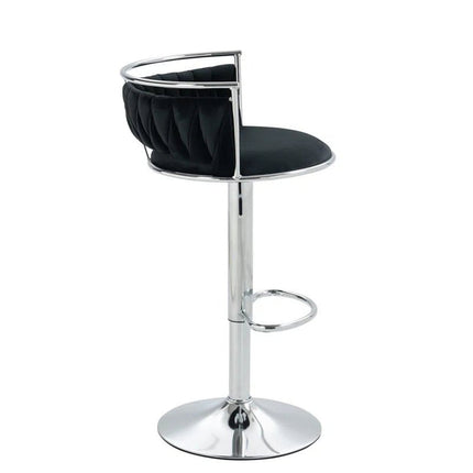 SERENITà Silver Swivel Upholstered Velvet Adjustable Height Counter Stool with Metal Frame Black (Set of 2) 3