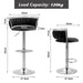 SERENITà Silver Swivel Upholstered Velvet Adjustable Height Counter Stool with Metal Frame Black (Set of 2) 6