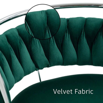 SERENITà Silver Swivel Upholstered Velvet Adjustable Height Counter Stool with Metal Frame Emerald Green (Set of 2) 3