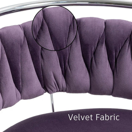 SERENITà Silver Swivel Upholstered Velvet Adjustable Height Counter Stool with Metal Frame Voilet (Set of 2) 3