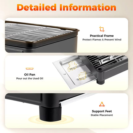 Portable Gas Stove Burner Butane BBQ Camping Gas Cooker With Non Stick Plate Black with Fish Pan and Lid 3