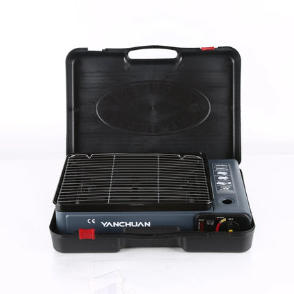 Portable Gas Stove Burner Butane BBQ Camping Gas Cooker With Non Stick Plate Black 3