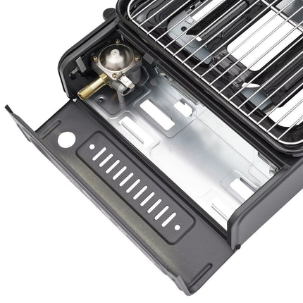 Portable Gas Stove Burner Butane BBQ Camping Gas Cooker With Non Stick Plate Black 5