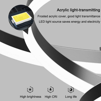 Black 3 Rings Minimalist LED Pendant Light Adjustable Circular Chandelier 2