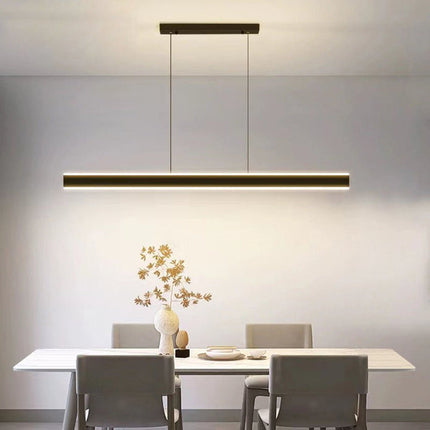 Modern Minimalist Trapezoid Pendant Light Adjustable LED Bar Light Black 9