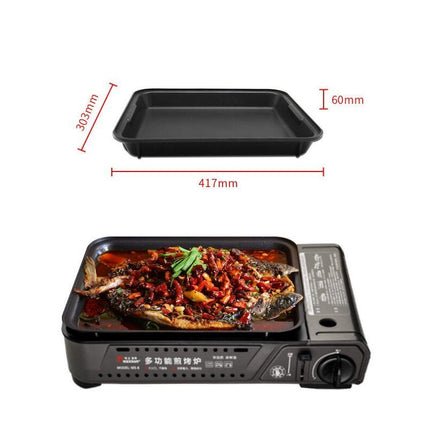 Portable Gas Burner Stove with Inset Non Stick Cooking Pan Cooker Butane Camping 35mm Cooking Pan 2