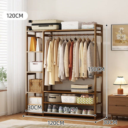 Bamboo Clothes Rack Garment Closet Storage Organizer Hanging Rail Shelf Dress room 120CM 2