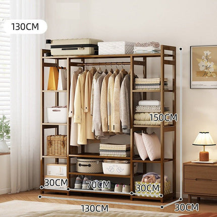Bamboo Clothes Rack Garment Closet Storage Organizer Hanging Rail Shelf Dress room 130cm 2