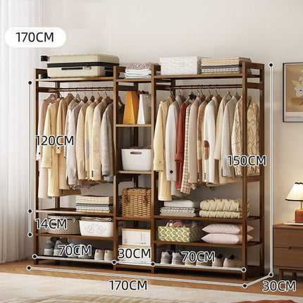 Bamboo Clothes Rack Garment Closet Storage Organizer Hanging Rail Shelf Dress room 170cm 2