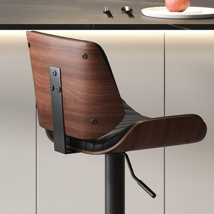 SERENITà European Wooden Modern Bar Stools Bistro Stool with Rotating and Aerodynamic Multi-levelled(Black) 2