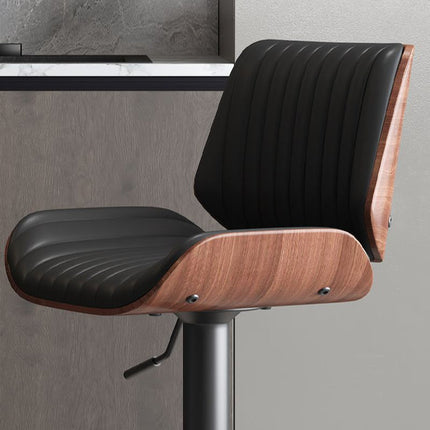 SERENITà European Wooden Modern Bar Stools Bistro Stool with Rotating and Aerodynamic Multi-levelled(Black) 3