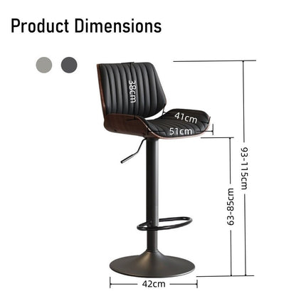 SERENITà European Wooden Modern Bar Stools Bistro Stool with Rotating and Aerodynamic Multi-levelled(Black) 4