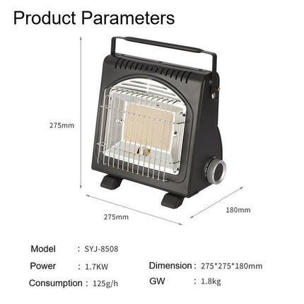 AMZ 1700W 2-in-1 Portable Outdoor Camping Butane Gas Heater Stove Steel Iron Aluminium Metal Manual Application for Travel 7