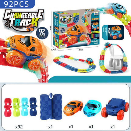Changeable Track In The Dark Track with LED Light-Up Race Car Flexible Track Toy 92 5