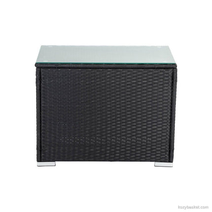 Black Wicker End Table