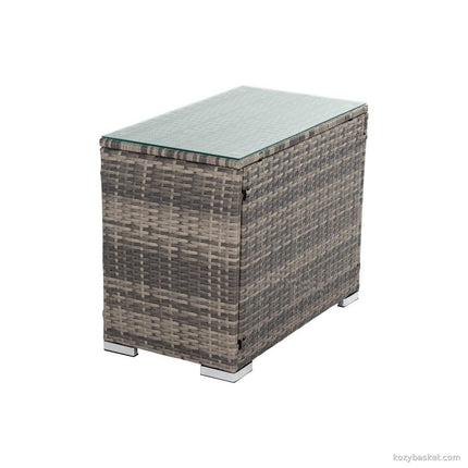 Grey Wicker End Table