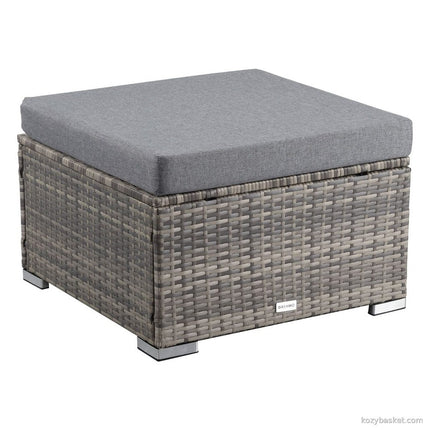 Outdoor wicker ottoman in Grey