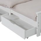 2 x Wooden Bed Frame Storage Trundle Drawers-White