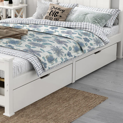 2 x Wooden Bed Frame Storage Trundle Drawers-White 4