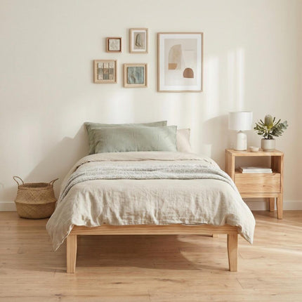 Single Size Warm Wooden Natural Bed Base Frame – King Single 2