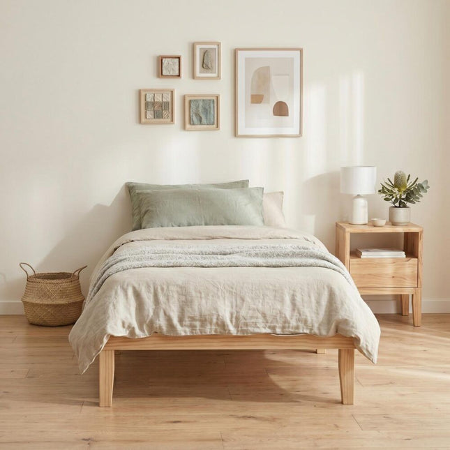 Single Size Warm Wooden Natural Bed Base Frame – King Single 2