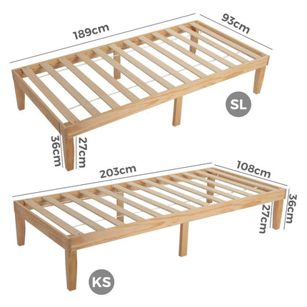Single Size Warm Wooden Natural Bed Base Frame – King Single 10