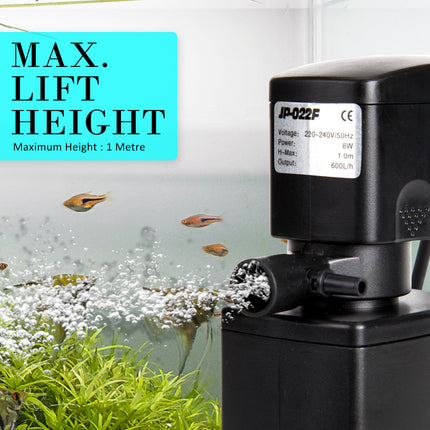 Aquarium Submersible Filter Pond Pump 600L/H 8W 1m 7