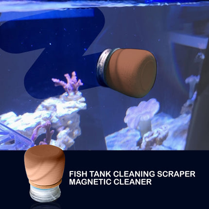 Fish Tank Corner Moss Magnet Scraper Glass Algae Cleaner Magnetic Scrubber BROWN 2