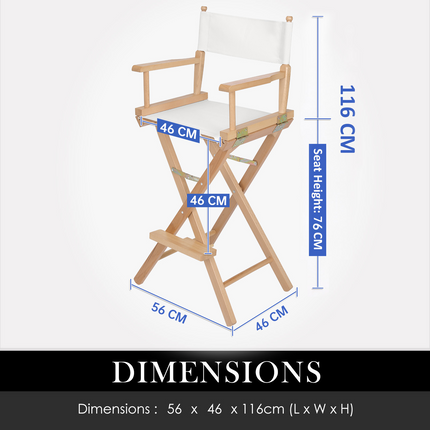 2X Director Movie Folding Tall Chair 76cm Beech WOOD HUMOR 12