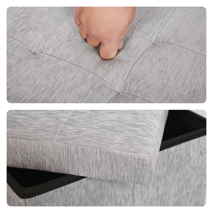 Foldable Storage Ottoman - Flip Lid Side Table Toy Blanket Organiser Seat KIRA GREY 8