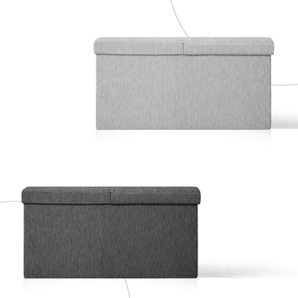 Foldable Storage Ottoman - Flip Lid Side Table Toy Blanket Organiser Seat KIRA GREY 10