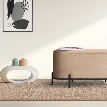 La Bella Coffee Table Storage Ottoman - Velvet Blanket Box Bench DEMI - CAMEL BEIGE 2