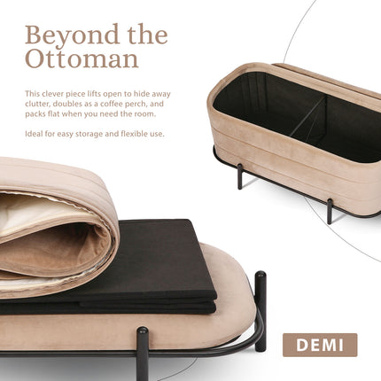 La Bella Coffee Table Storage Ottoman - Velvet Blanket Box Bench DEMI - CAMEL BEIGE 3