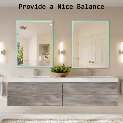 Wall Mirror Rectangular Frame Bathroom 70x90cm Turquoise 9