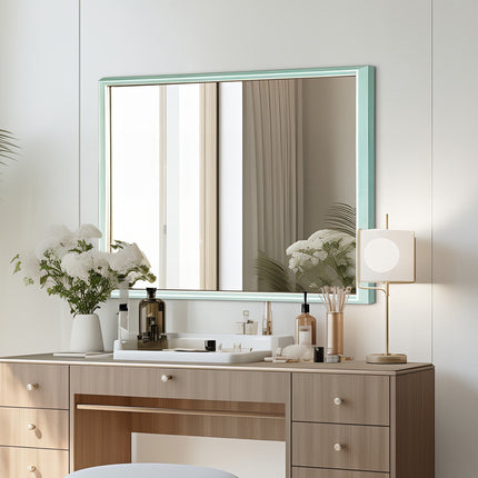 Wall Mirror Rectangular Frame Bathroom 70x90cm Turquoise 11