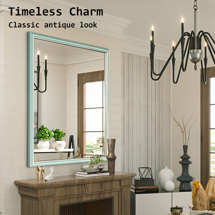 Wall Mirror Rectangular Frame Bathroom 70x90cm Turquoise 13
