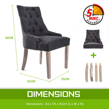 2X French Provincial Dining Chair Oak Leg AMOUR BLACK 12